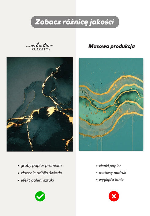 Zielony Marmur Złoty Plakat 50x70cm