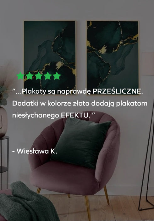 Zielony Marmur Złoty Plakat 50x70cm