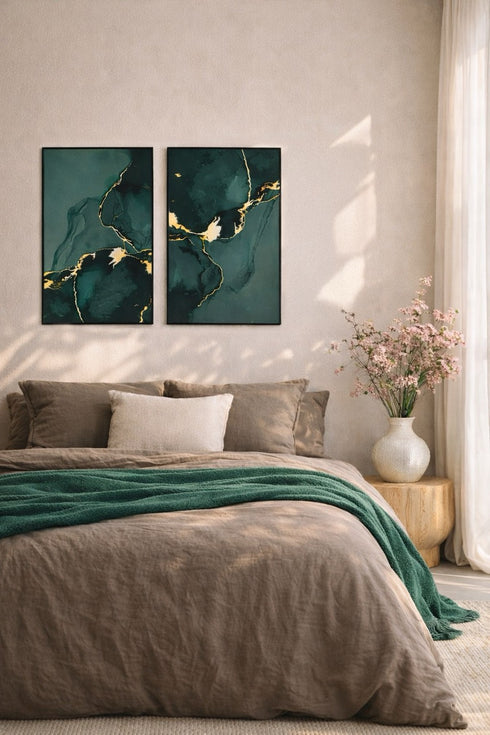 Zielony Marmur Złoty Plakat 50x70cm