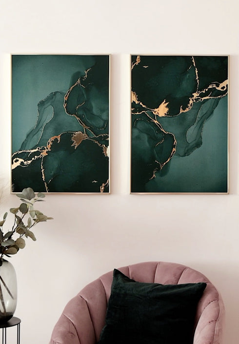 Zielony Marmur Złoty Plakat 50x70cm