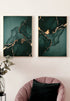 Zielony Marmur Złoty Plakat 50x70cm