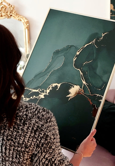 Zielony Marmur Złoty Plakat 50x70cm