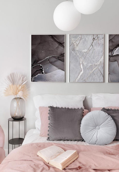 Szary Marmur Srebrny Plakat 50x70cm