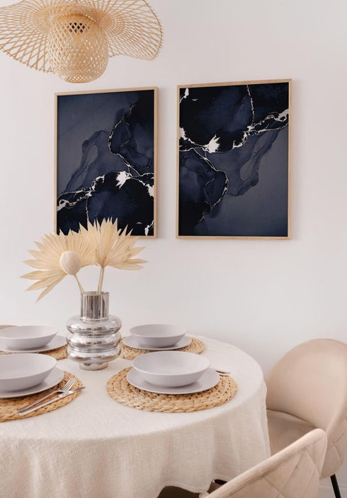 Ciemny Marmur Srebrny Plakat 50x70cm