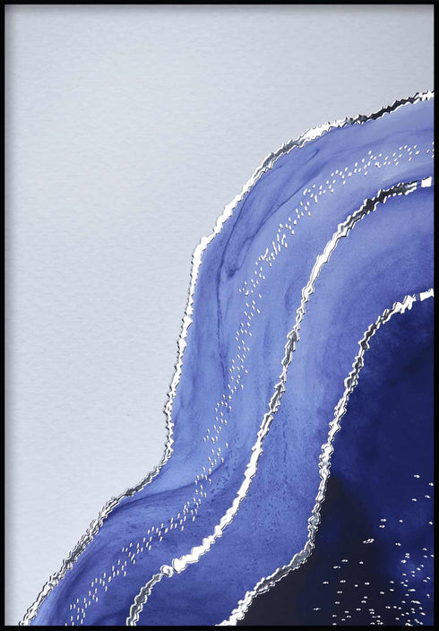 Granatowy Agat Lewy Srebrny Plakat 50x70cm