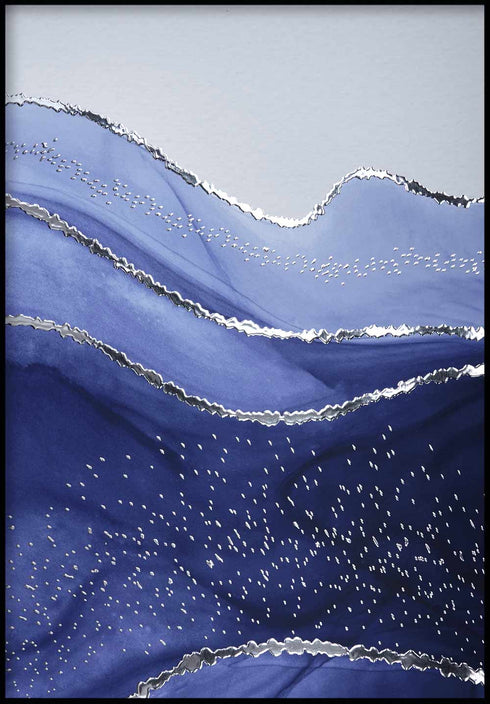 Granatowy Agat Środkowy Srebrny Plakat 50x70cm