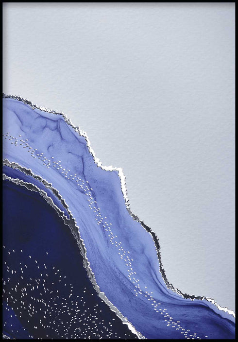 Granatowy Agat Prawy Srebrny Plakat 50x70cm