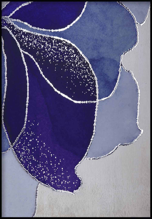 Granatowy Lotos Lewy Srebrny Plakat 50x70cm