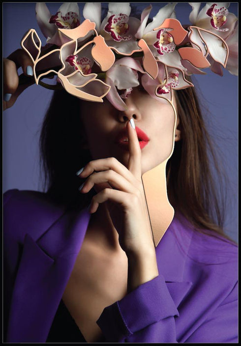 kobieta z kwiatem rose gold plakat