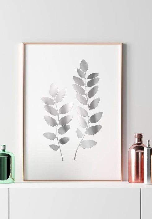 srebrny liść akacji plakat