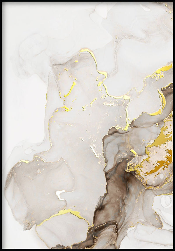 Beżowa Farba Lewy Wzór Złoty Plakat 50x70cm