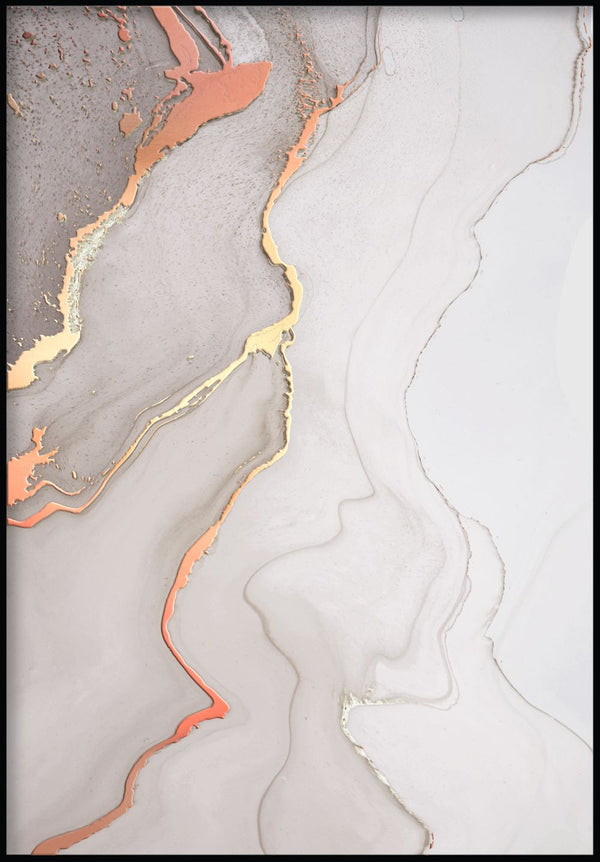 Beżowe Paski Rose Gold Plakat 50x70cm