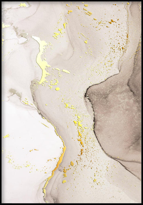 Beżowa Akwarela Złoty Plakat 50x70cm