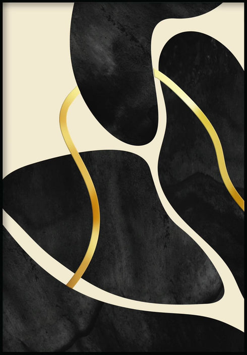 Czarne Kamienie Lewy Złoty Plakat 50x70cm