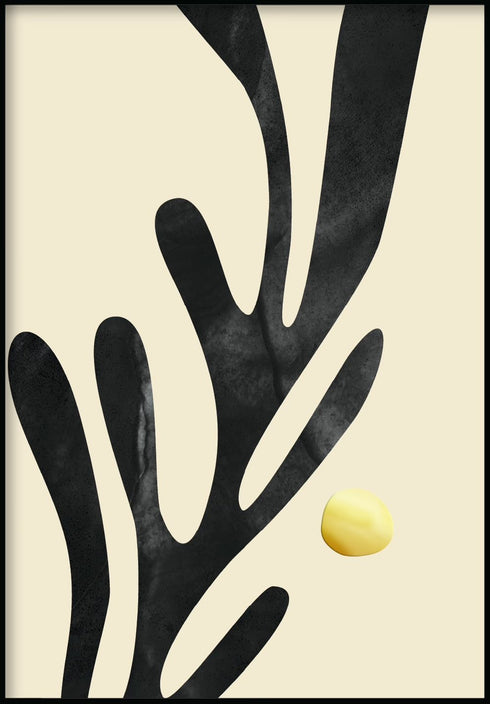 Czarny Liść Złoty Plakat 50x70cm