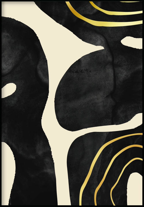 Czarne Kształty Lewy Złoty Plakat 50x70cm