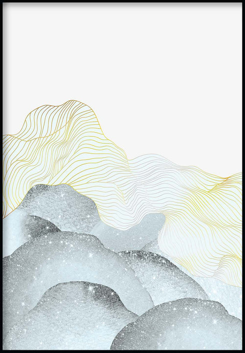 Niebieska Fala Złoty Plakat 50x70cm