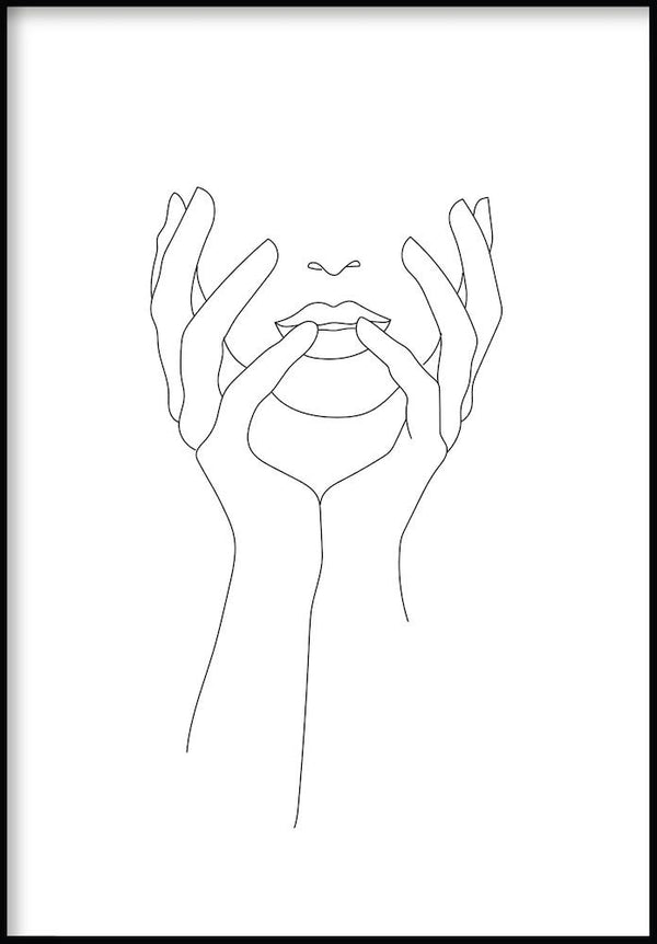 zakryta twarz line art plakat