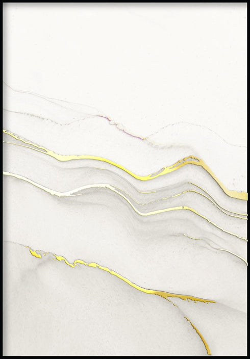 Kremowy Agat Prawy Wzór Złoty Plakat 50x70cm