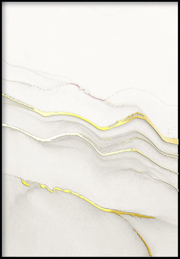 Kremowy Agat Prawy Wzór Złoty Plakat 50x70cm