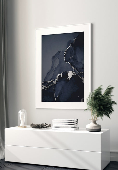 srebrny ciemny marmur plakat