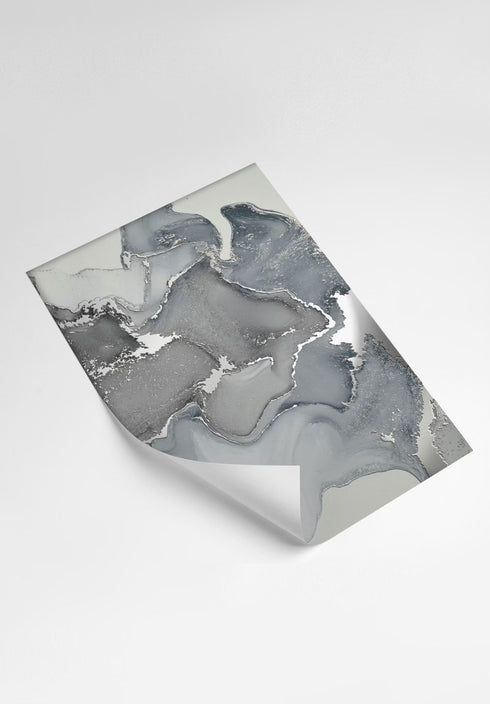 Szara Akwarela Srebrny Plakat 50x70cm