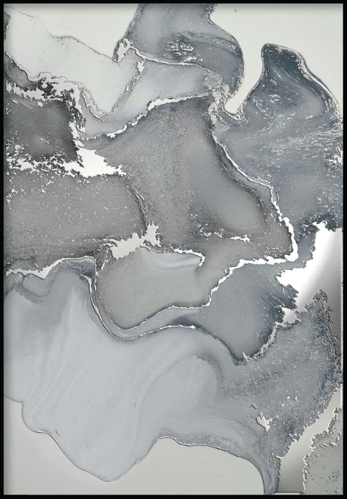 Szara Akwarela Srebrny Plakat 50x70cm