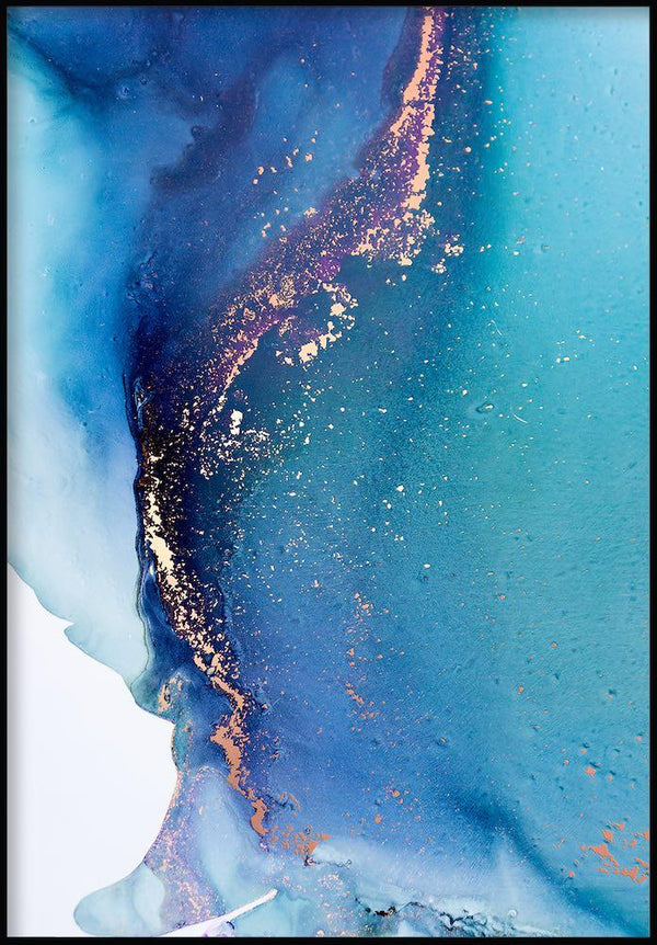 niebieska farba rose gold plakat