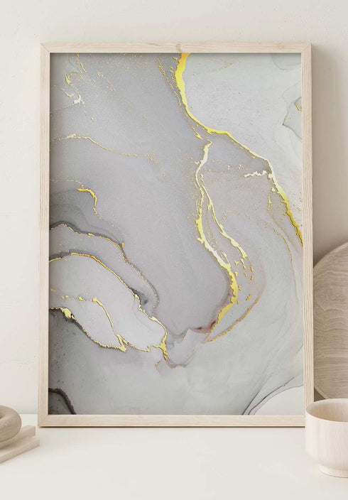 Szaro Pistacjowa Akwarela Lewy Złoty Plakat 50x70cm