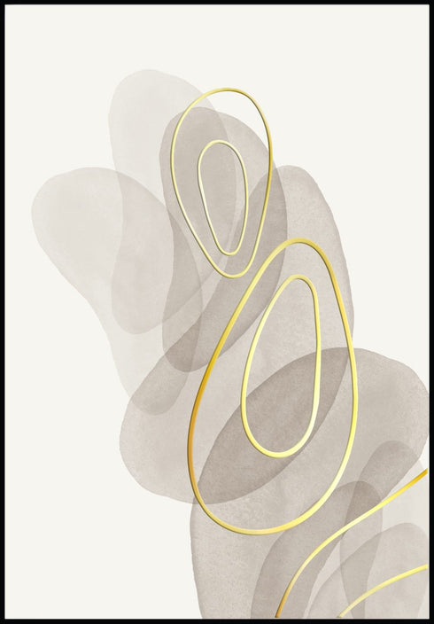 Szary Kształty Złoty Plakat 50x70cm