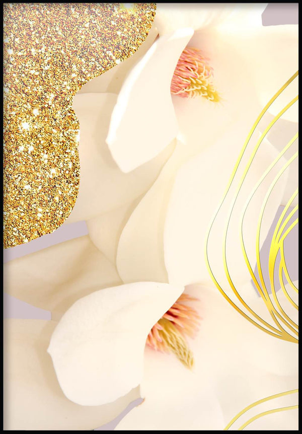 Magnolia Linie Złoty Plakat 50x70cm