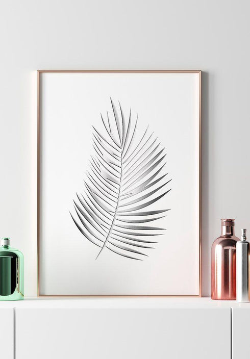 srebrny liść palmy plakat