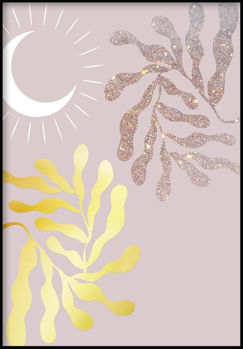 Połyskująca Palma Złoty Plakat 50x70cm