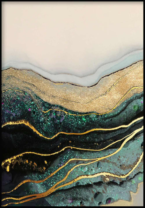 Turkusowa Farba Lewy Złoty Plakat 50x70cm