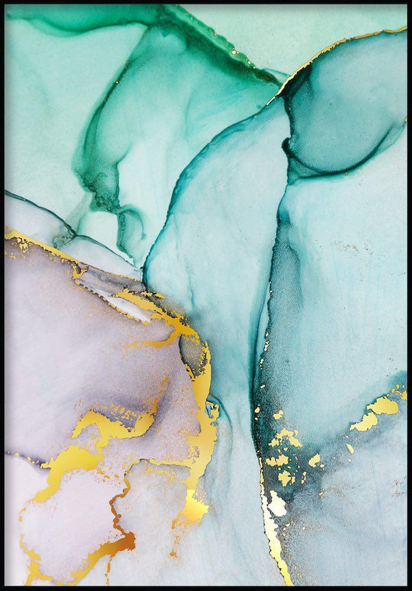 zielone akwarele złoty plakat