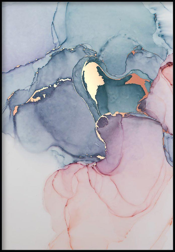 akwarela różowy marmur rose gold plakat